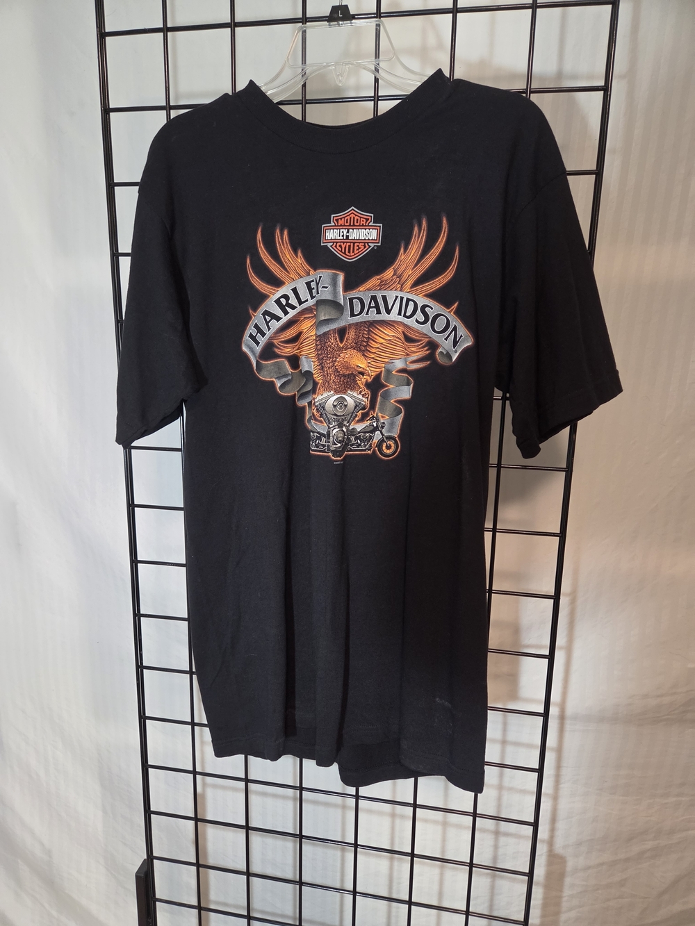 Harley-Davidson Black Short Sleeve Tee with Orange Eagle Graphic